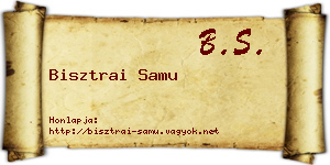Bisztrai Samu névjegykártya